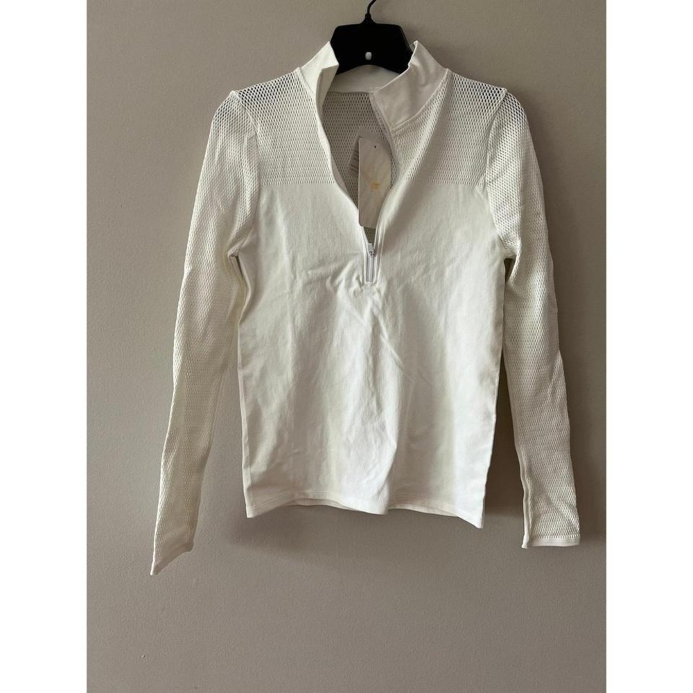 Fabletics Arleta Shaila Sculptknit Half Zip White Large NWT